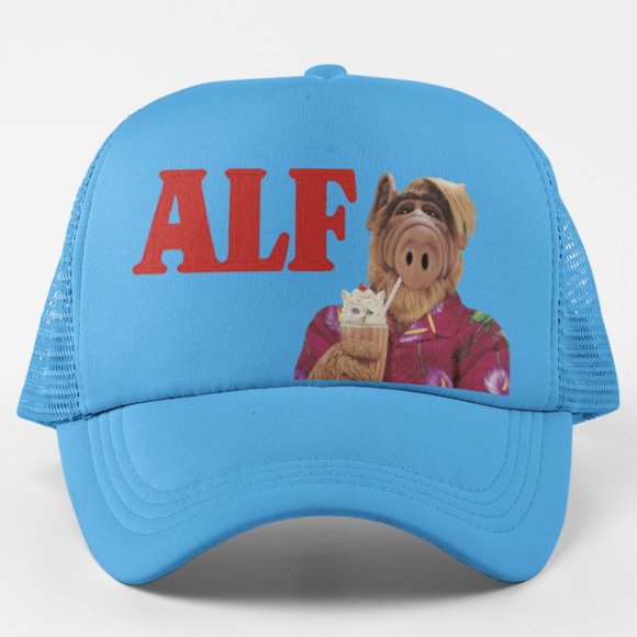 Other - NEW ALF Sipping Cat Shake Foam Trucker Mesh Snapback Hat LIGHT BLUE